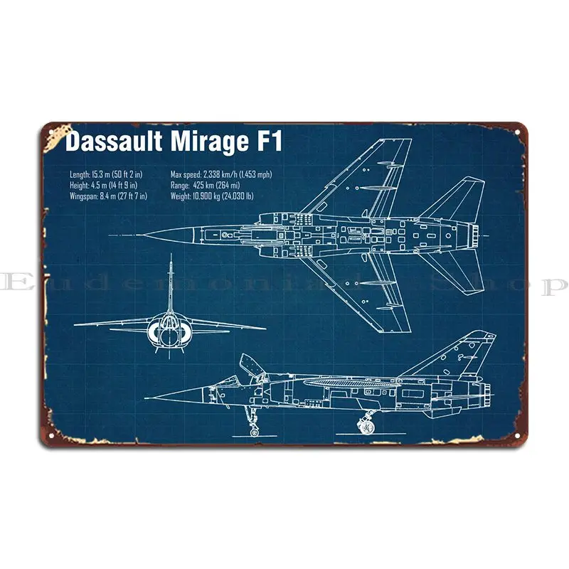 Mirage F1 Aircraft Metal Plaque Cinema Customize Wall Decor Plaques Designing Tin Sign Poster