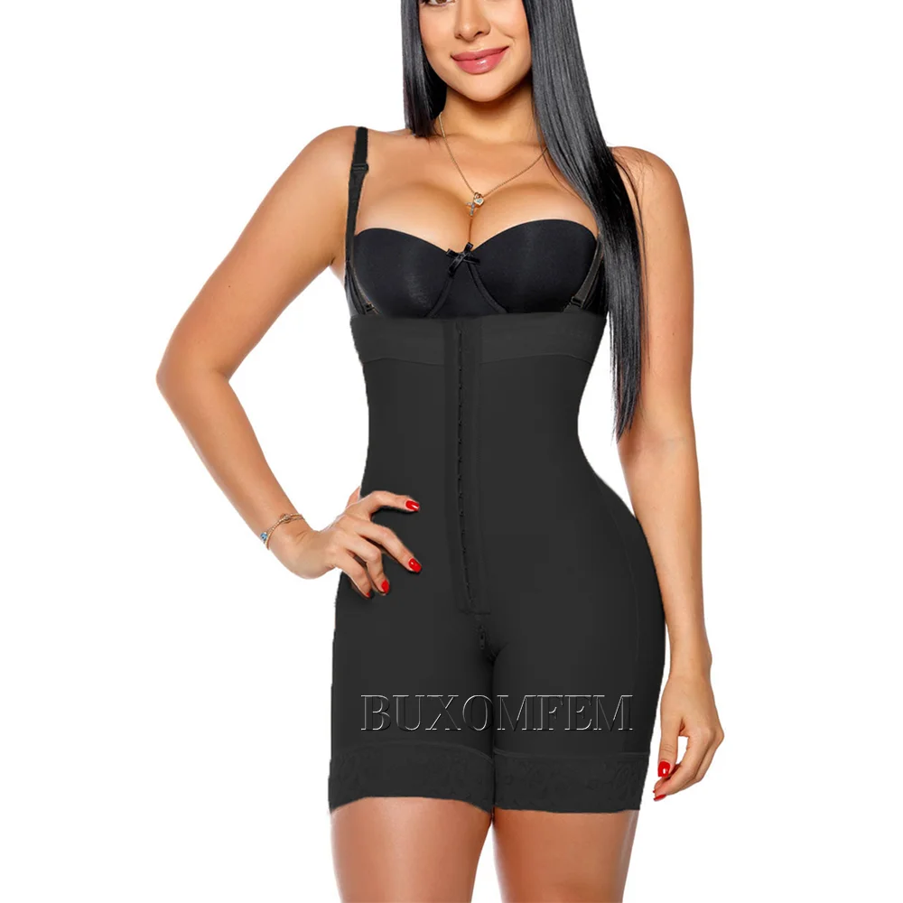 Shaped Up Open-Chest Waist Shaper and Butt Lifter Mesh Fajas Colombianas with Bones Post Surgrey Girdle with Removable Straps