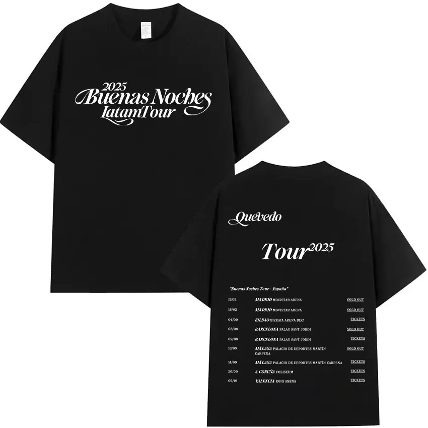 Rapper QUEVEDO Tour 2024 Graphic T Shirt Men's Retro High Quality Fashion T-shirts Man Retro Oversized Cotton T-shirt Streetwear image 5