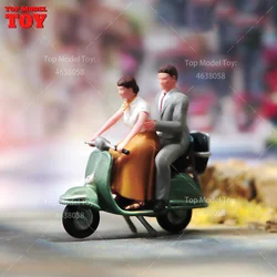 Painted Miniatures 1/64 1/43 1/87 Couples Riding Electric Bike Female Male Scene Figure Dolls Unpainted Model For Cars Vehicles