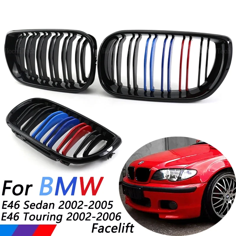 Hochwertiger ABS-Diamant-Nierengrill im M-Stil für BMW E46 4-türiger 4D-3er-Serie Facelift 2002 2003 2004 2005 Ersatzgitter