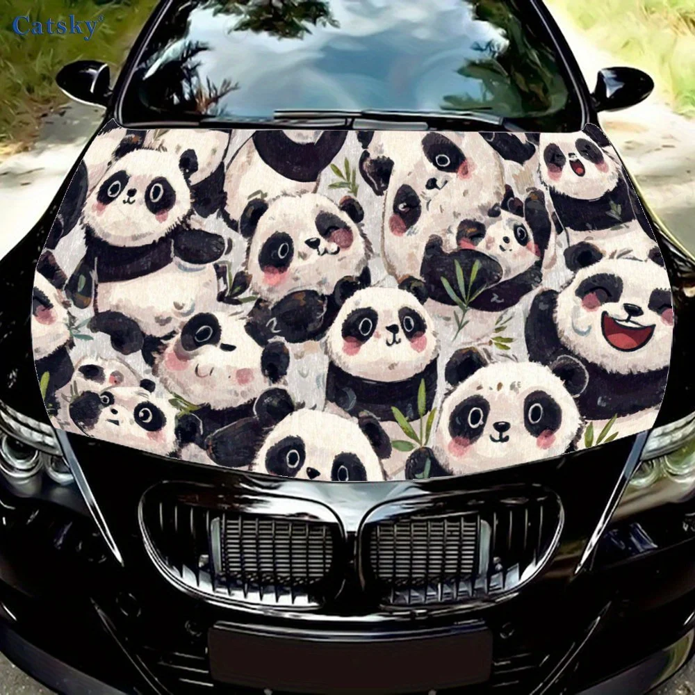 

Playful Cute Panda Decal stickers for car hoods, stickers for decorating car covers, and vinyl wraps suitable for cars, SUVs an