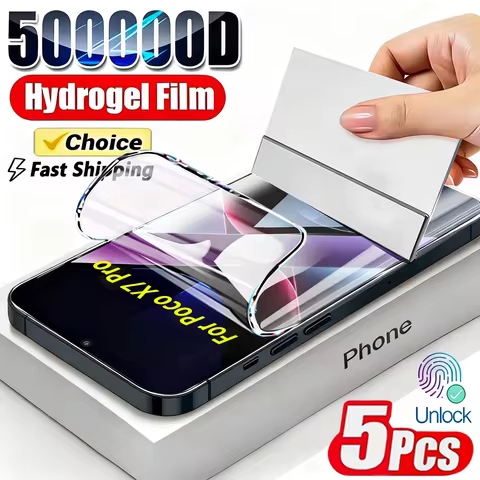 5PCS Hydrogel Film For Xiaomi POCO X7 Pro X6 X5 X4 GT X3 NFC M6 M7 M8 Pro F7 Ultra F6 Pro F5 C75 C85 Screen Protector Soft Film