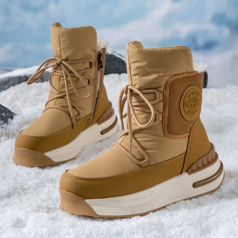Winter Women's Boots Thick Soled Shoes Warm High Cut Snow Boots Outdoor White Plush Waterproof Fur Walking Shoes botas mujer