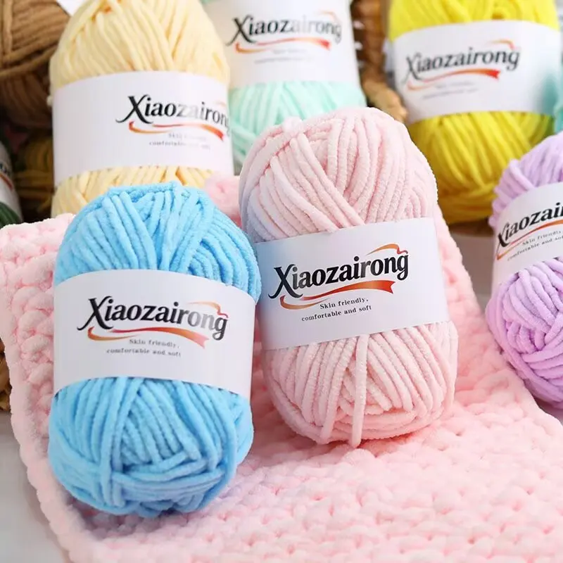 50g Soft Baby Velvet Yarn Fluffy Plush Crochet Knitting Yarn for DIY Scarves Hats Sweaters Toys Crafts