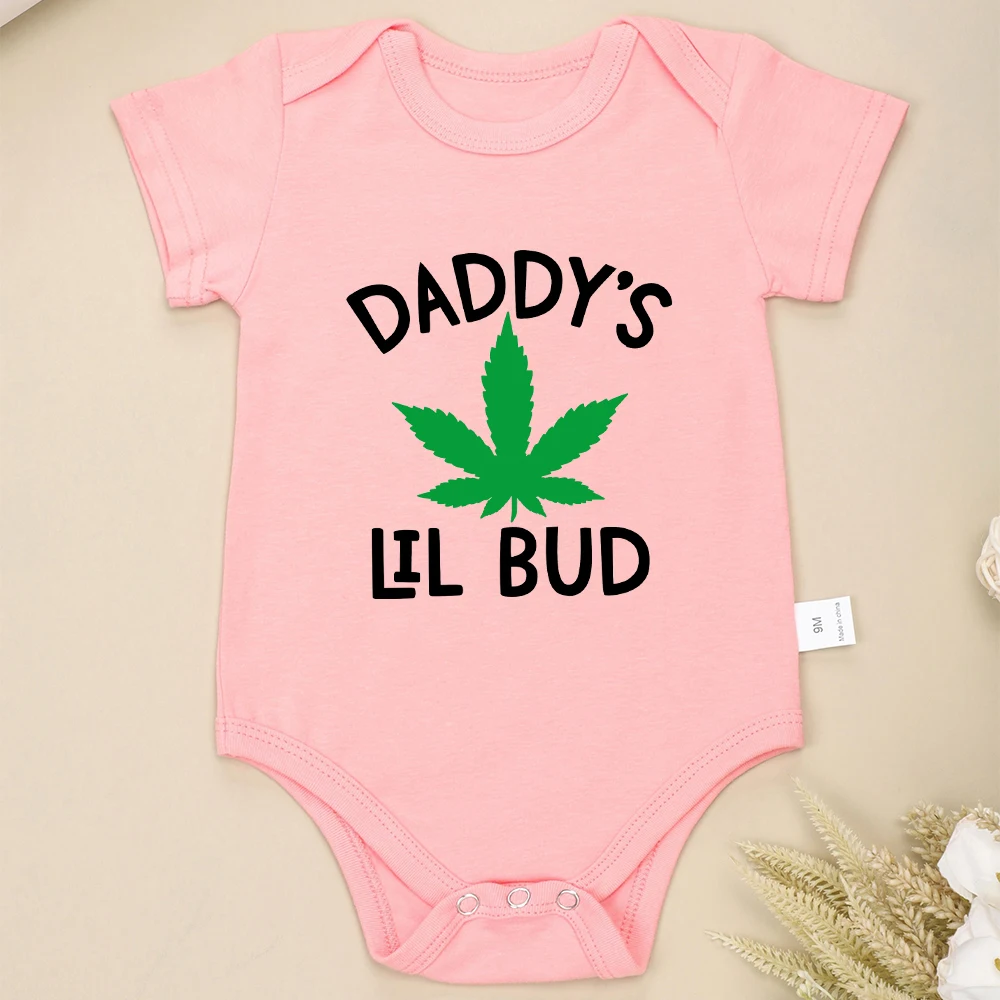 Daddy's Lil Bud Newborn Boy Onesie Aesthetic Cute Baby Girl Clothes Fashion Summer Home Casual Infant Outfits High Quality Cheap