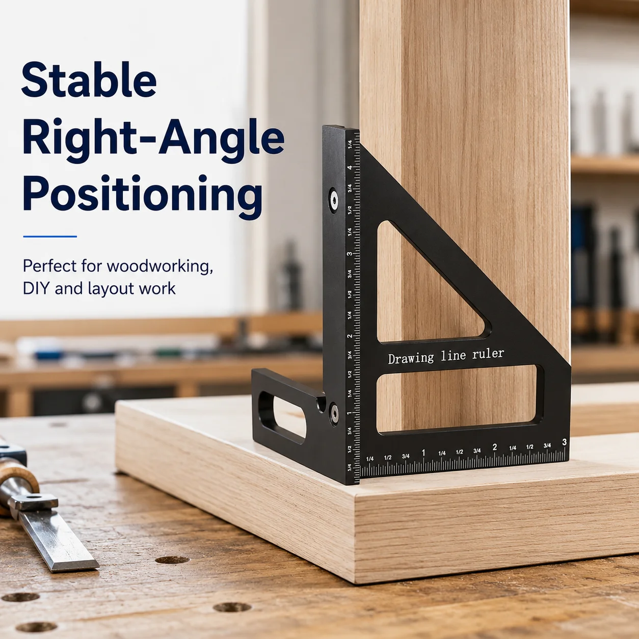 Zimmerman Square – Aluminum Carpentry Angle Measuring Tool, 3D Multi-Angle 45/90 Degrees, Layout Measuring Ruler