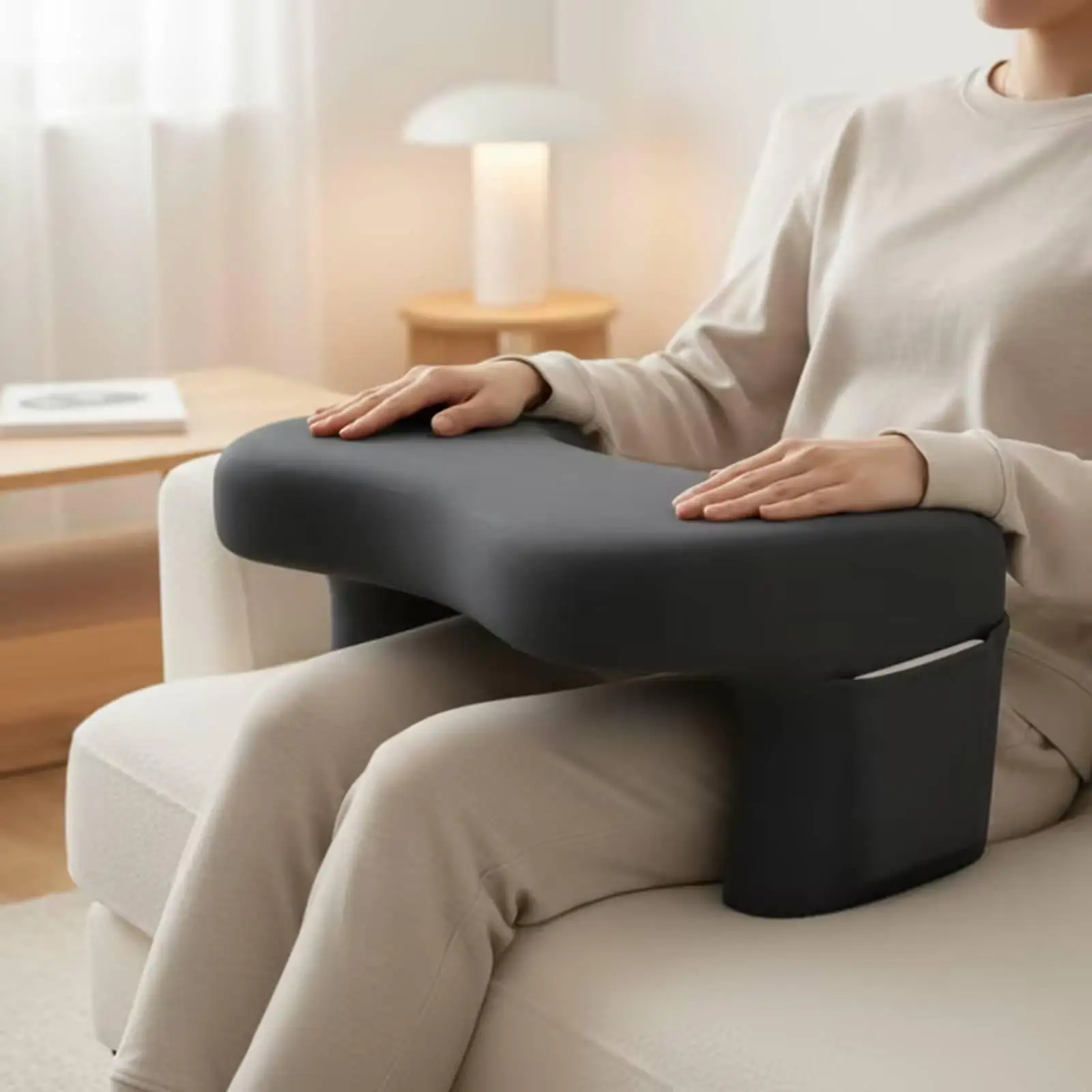 Ergonomic Memory Foam Reading Pillow with Side Pocket for Bed Sofa Lap Desk Support Cushion for Book Lovers Comfort