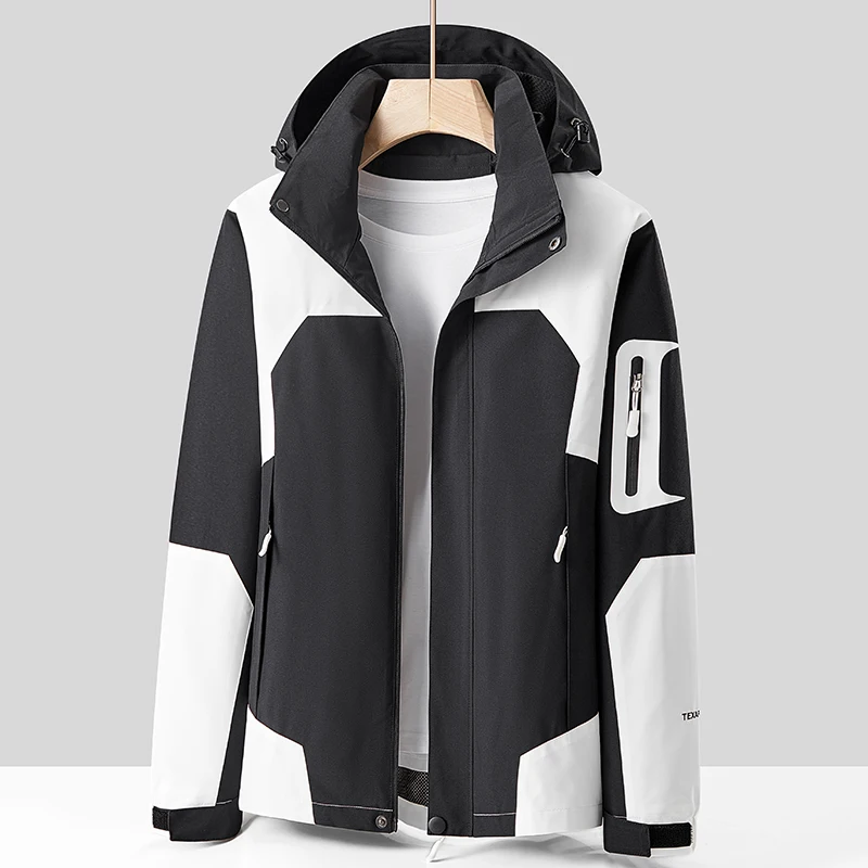 Autumn Color Block Jacket Korean Fashion Design Multi-pocket Windproof Breathable Sport Hooded Coat Outdoor Travel Lovers Outfit