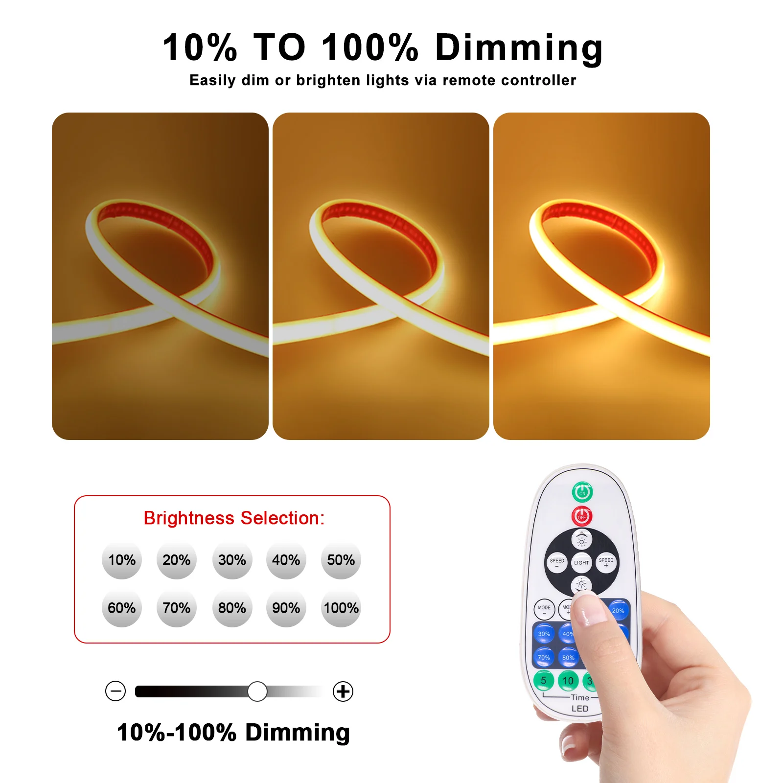 COB LED Strip Dimmer Controller 110V-240V WIFI/Bluetooth/RF Touch Panel For W10-11mm x H5-6MM Single Color COB Neon Strip Light