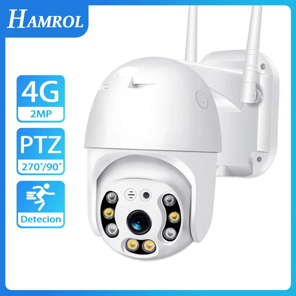 4G Sim Card IP Camera HD1080P Smart PTZ Camera Waterproof Outdoor 4xDigital Zoom AI Human Detection Color Nightvision ICSEE