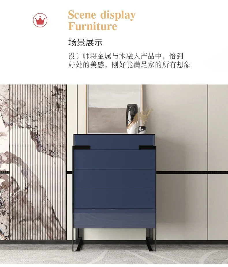 AAItalian Light Luxury Chest Of Drawers Hong Kong Style Light Luxury Lockers Simple Post-modern Bedroom Chest Of Drawers Paint