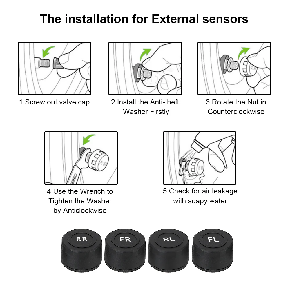 Temperature Alert LCD Display Solar Power TPMS Car Tire Pressure Alarm Monitor System With 4 Internal/External Sensor