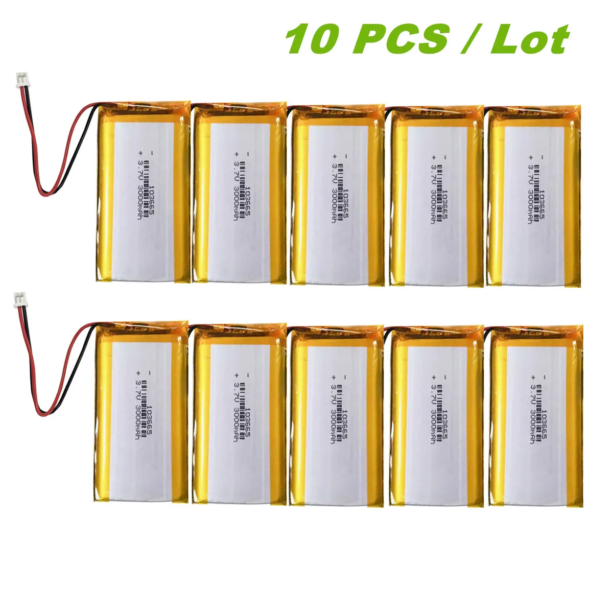 10PCS 103665 With JST 1.25mm Plug Li-Polymer Battery 3.7V 3000mAh For Open Source Console Miyoo Mini Plus Game Machine Battery