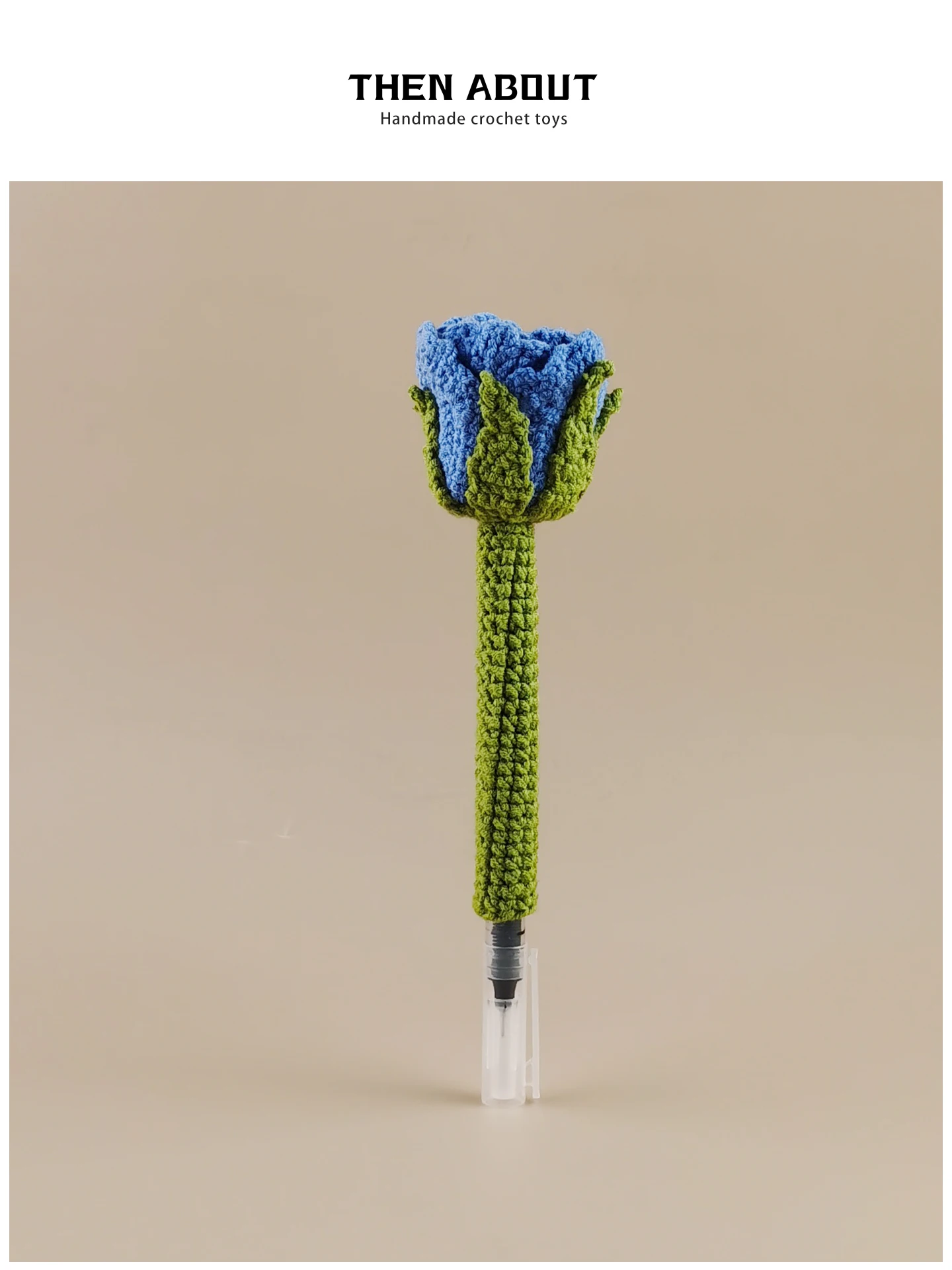Delicate Blue Rose High Aesthetic Value Yarn Hooked Teacher's Day Gift Premium Feeling Pen Cap No Brand Other Packaging