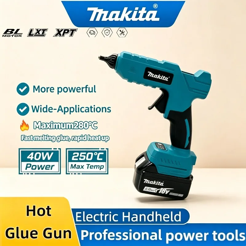 

Makita RRQ01 Hot Glue Gun with Anti-scald Nozzle, Electric Handheld Cordless Repair Tool DIY Hot Melt Welding Hot Air Gun