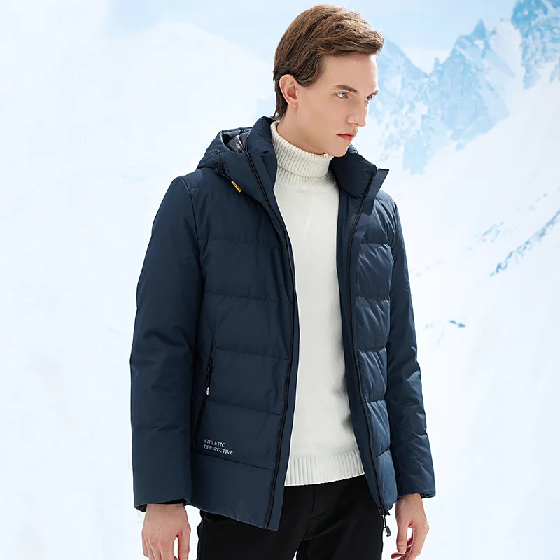 Fashion Short Down Jacket Young and Middle-Aged Men\'s Casual Hooded 90%White Duck Down 2020 Winter Trendy  Jacket Coat