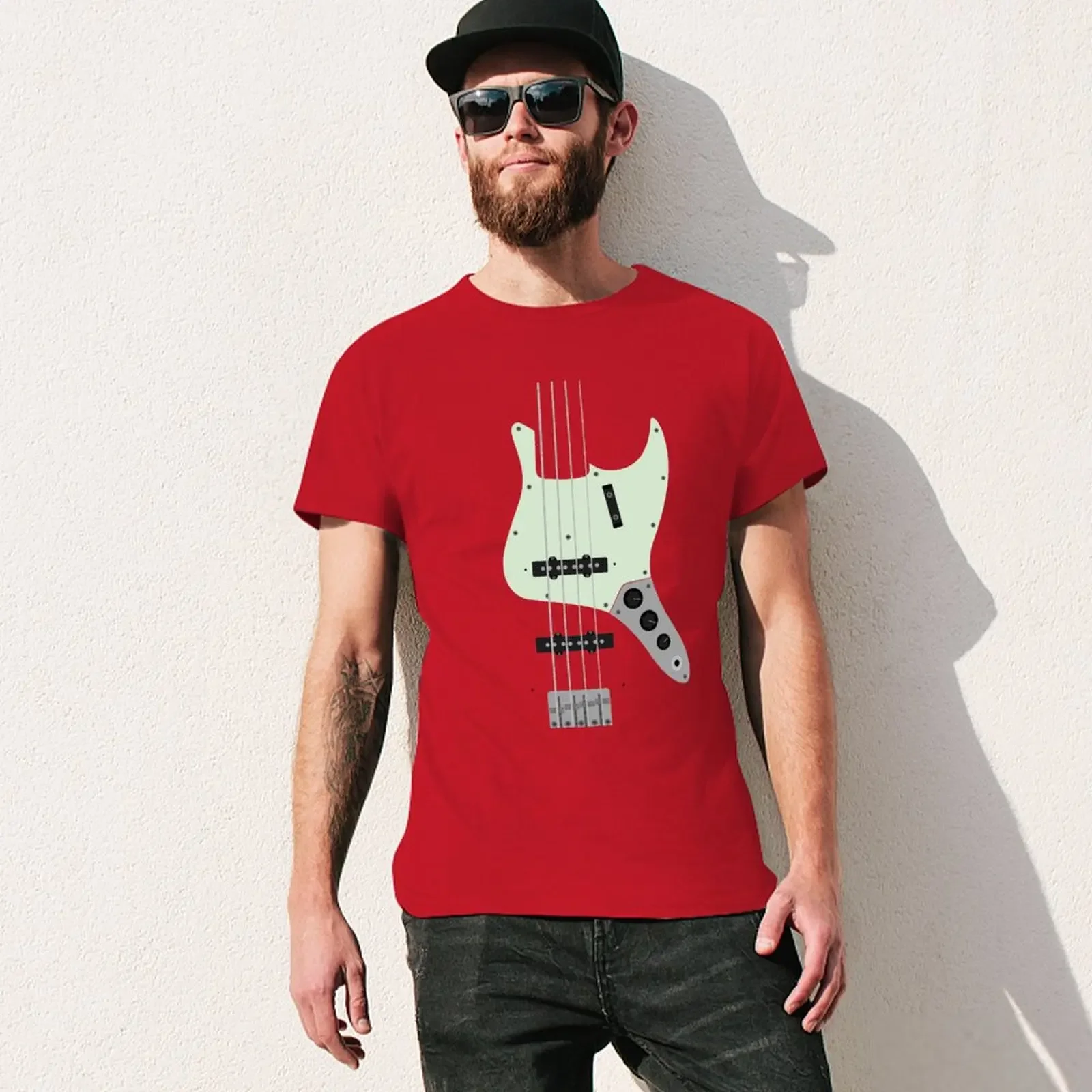 Electric Jazz Bass T-shirt blanks sweat summer tops Short sleeve tee men