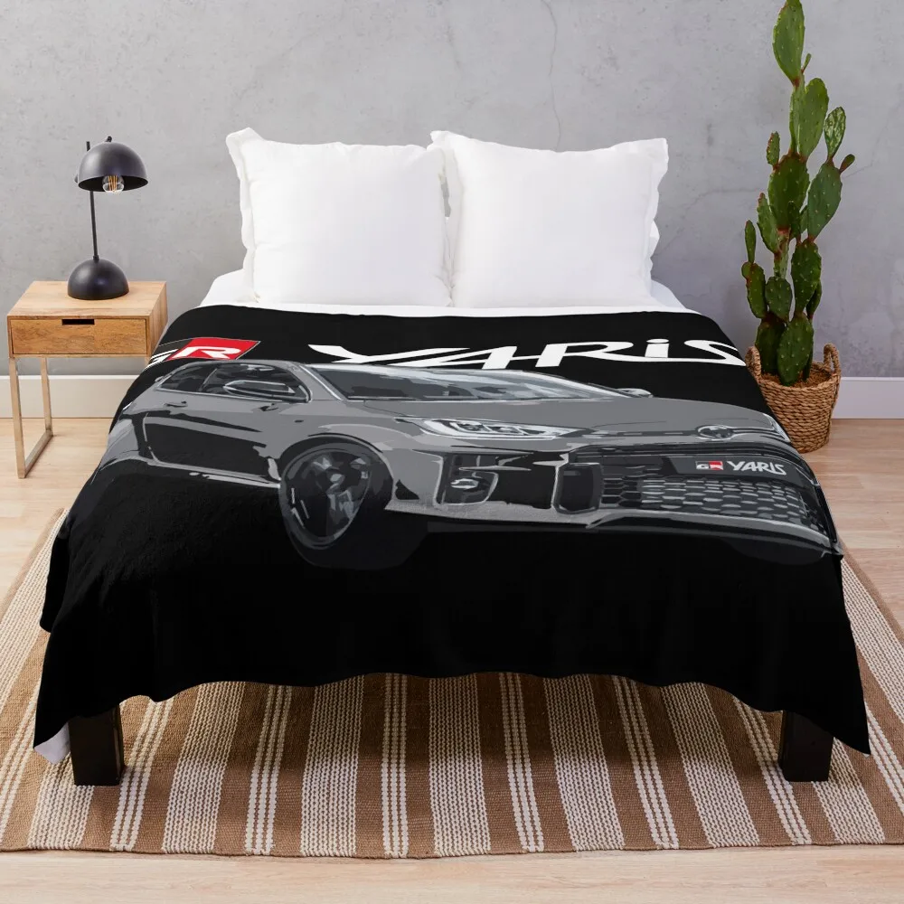 TOYOTA GR YARIS - black Throw Blanket Cute For Sofa Thin Flannel Fabric Blankets