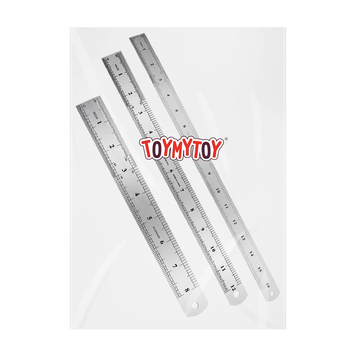 TOYMYTOY 3Pcs Stainless Steel Ruler Metal Ruler for Engineering School Office Drawing 20cm/30cm/40cm