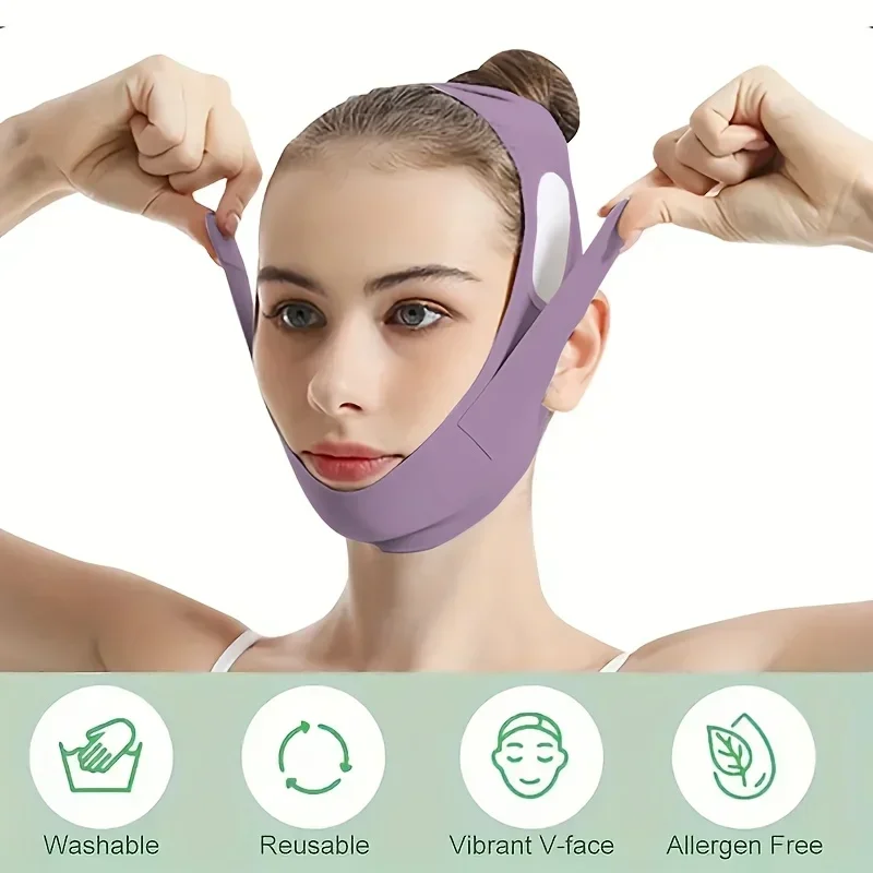 Overnight Face Lift Band with Graphene Fiber - Double Chin Reducer & Jawline Definer, Washable Reusable Beauty Strap 5 Sizes