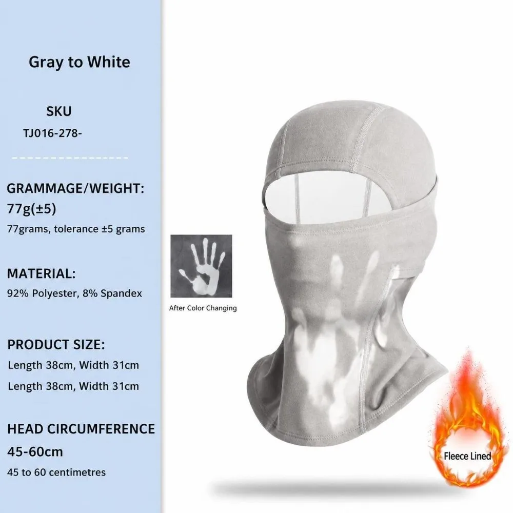 Heat Sensitive Thermochromic Balaclava Temperature Sensitive Warm Thermal Breath Activated Balaclava UV Protection Breathable