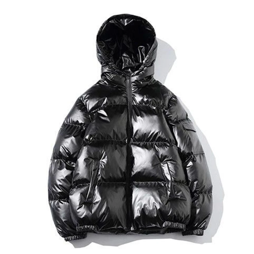 Winter Men's Solid Color Glossy Long-Sleeved Down Jacket American Retro Fashion Trendy High Street Loose Casual Niche Men's Top