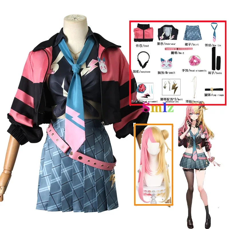 Kotoka Torahime Cosplay Anime Virtual Cool Suit Costume Vtuber Girl Jackets Skirts Accessories Luxiem Role Set