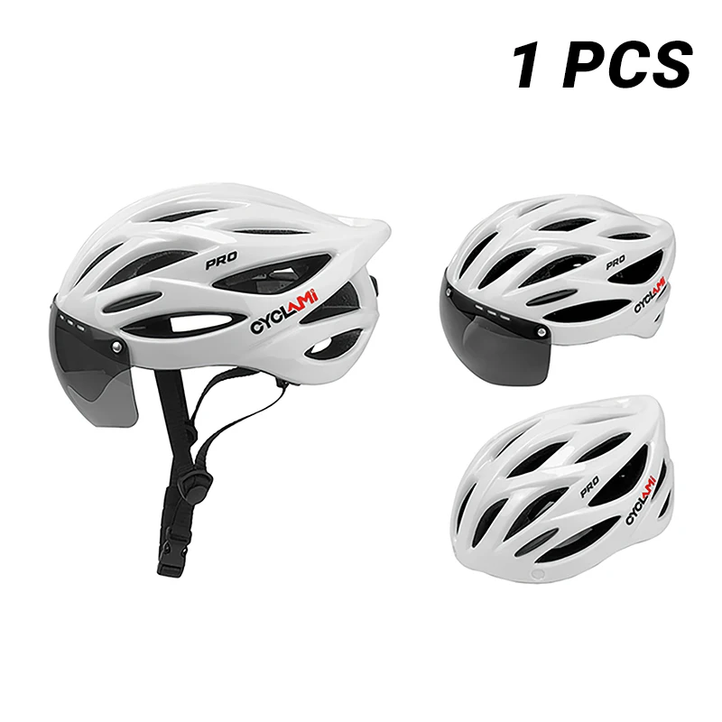 CYCLAMI Bicycle Helmet Ultralight Racing Road Bike Hat Breathable Comfortable Cycling Safety Helmet Bike Protection Sunglasses