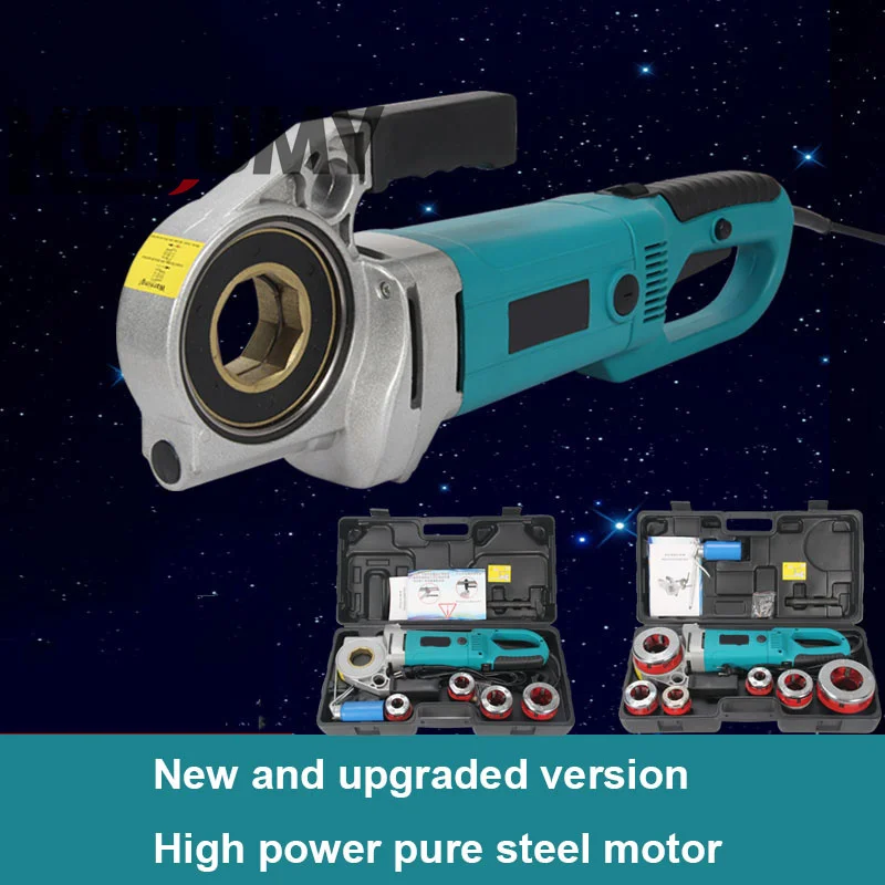 2300W Handheld Pipe Threader, Galvanized Iron Pipe Threading Machine With Multiple Dies for Plumbing Pipeline