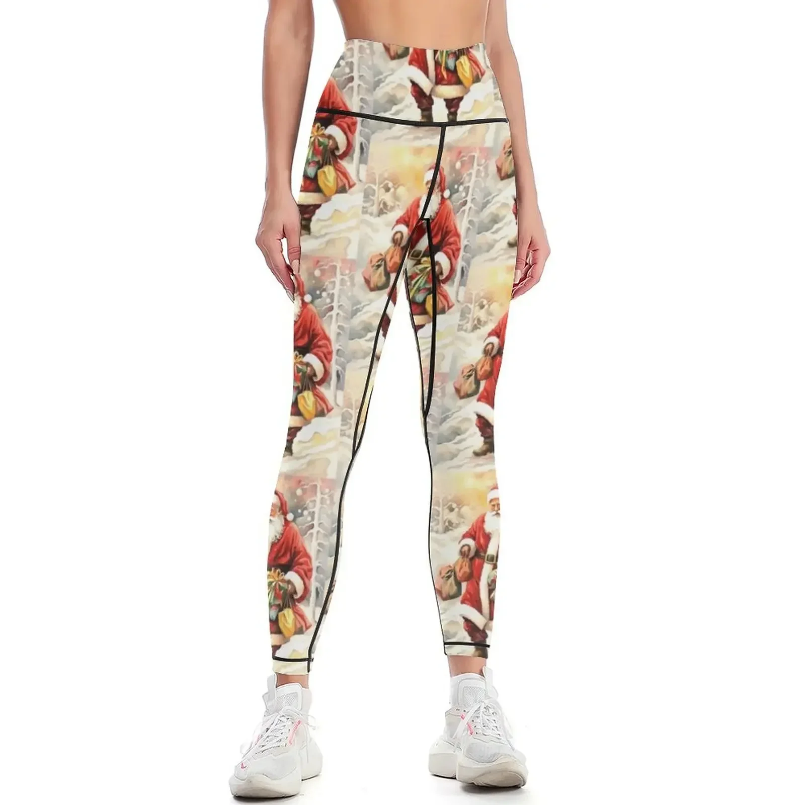 

Santa Claus In A Wintry Woodland Leggings exercise clothing for sportswear woman gym 2025 high waist sports for Womens Leggings