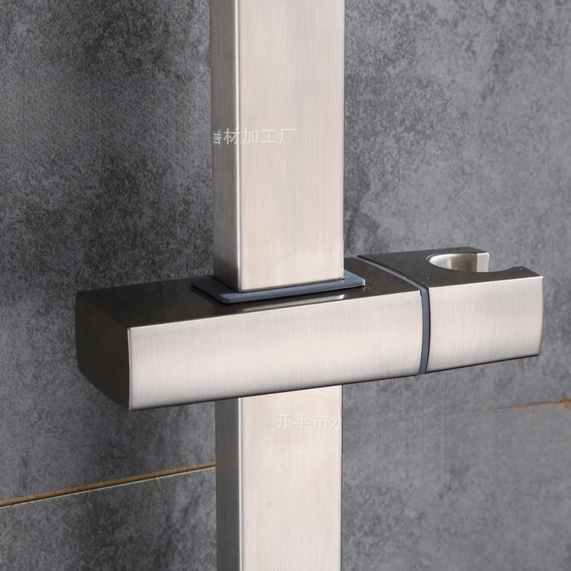 Square Slide Bar 304 Stainless Steel Adjustable Shower Bar Bathroom Shower Stand Lift Rod Wall Mounted Shower Slide Rod