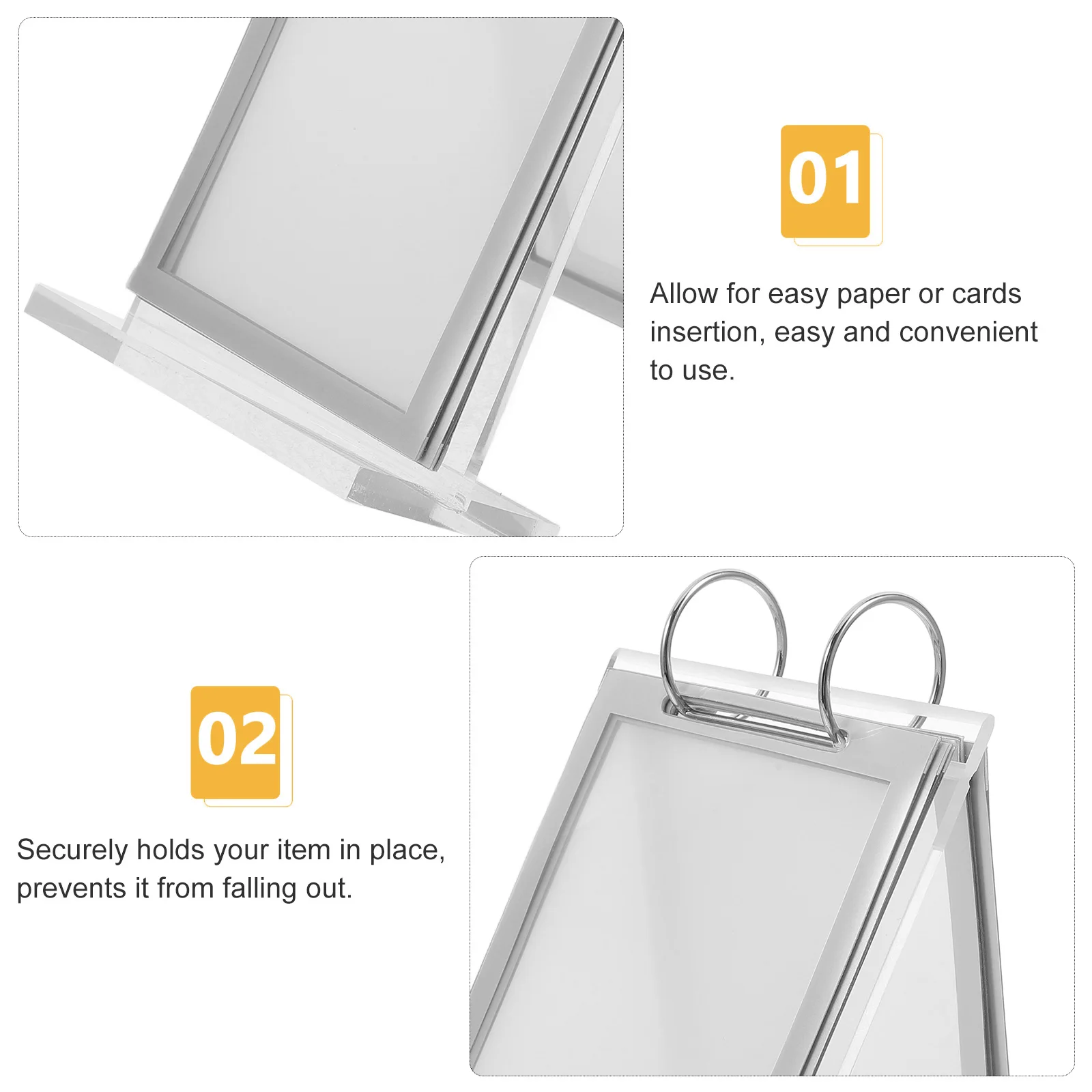 

1pc Flip Display Menu Holder Clear Acrylic Tabletop Sign Stand For Restaurant Office Display Rack Transparent Poster