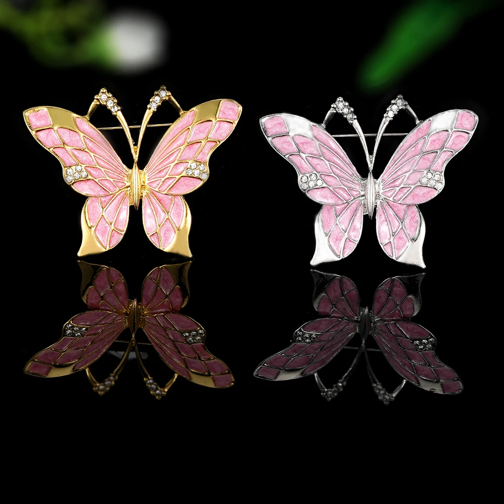 لطيف جميلة الجوف فراشة كريستال التلبيب دبابيس المبهر حجر الراين معبد المينا دبابيس للنساء المجوهرات بالجملة