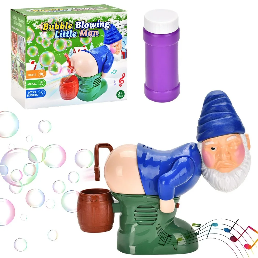 Christmas Gnomes Bubble Machine Automatic Fart Funny Santa Bubble Blower Machine Wth Music& Flashing Lights