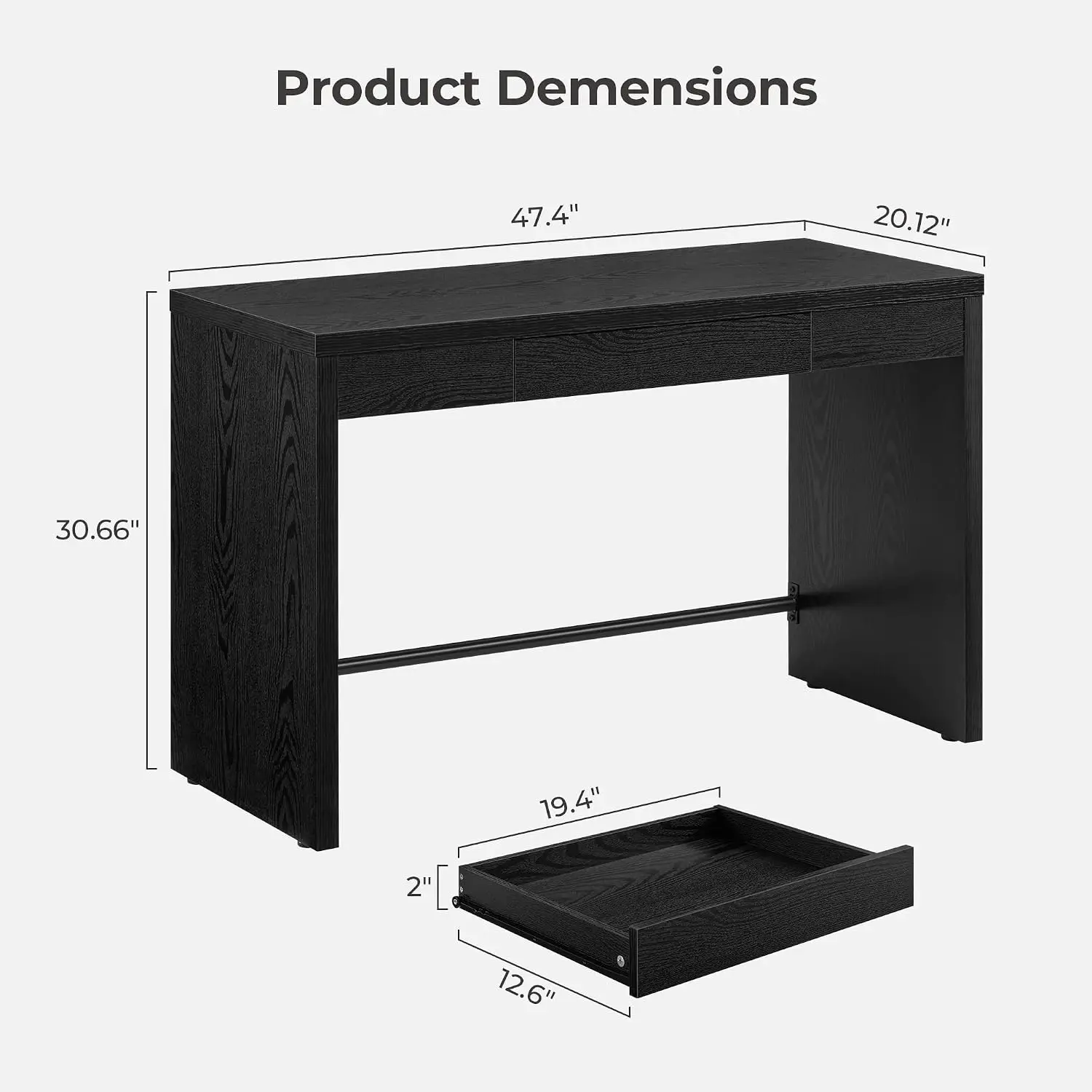 47-Inch Home Office Computer Desk With Drawer, Customized