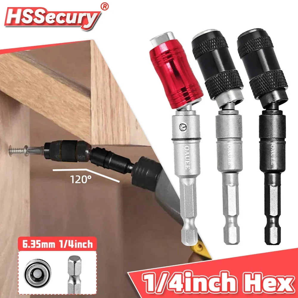 

1/4" Hex Magnetic Screw Drill 20° Pivoting Locking Bit Quick Change Holder Guide Drill Bit Woodworking Screwdriver Extension Rod