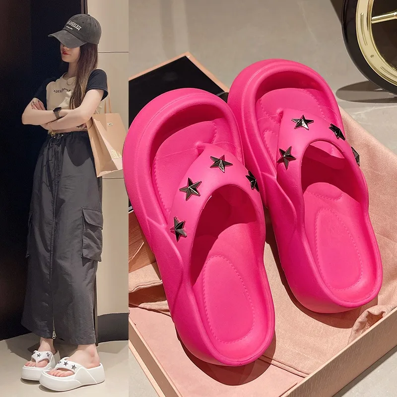 

Шлепанцы женские с заклепками, летние сандалии из ЭВА, плотный пляжный каблук, шлепанцы с застежкой, аксессуары «сделай сам»