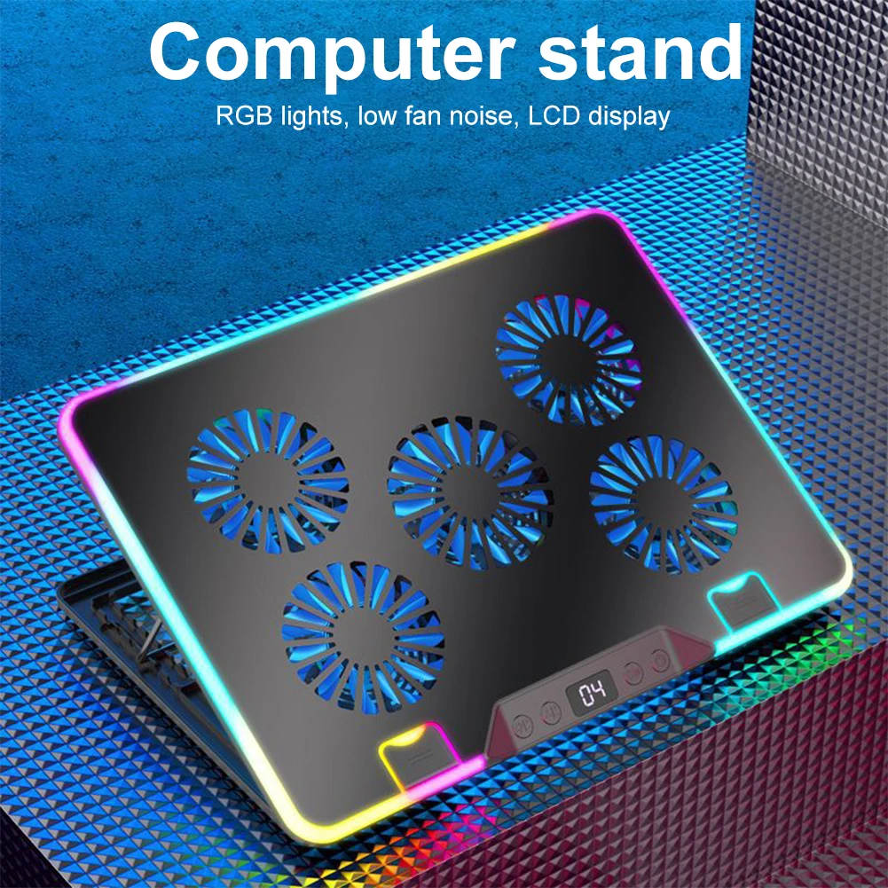 RGB Gaming Laptop Stand Air Cooler Notebook Stand 2 USB Ports Laptop Cooling Stand 2600RPM External Cooler for 11-17.3 inch PC