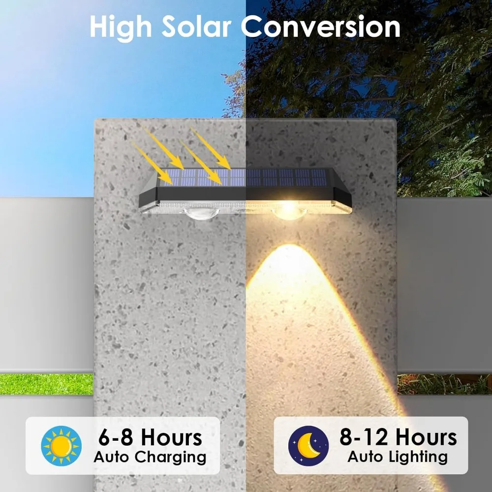 Luci per recinzione solare Outdoor - 3 Mode, luci solari per recinzione impermeabile IP65 per esterni, luci solari per esterni (confezione da 8)