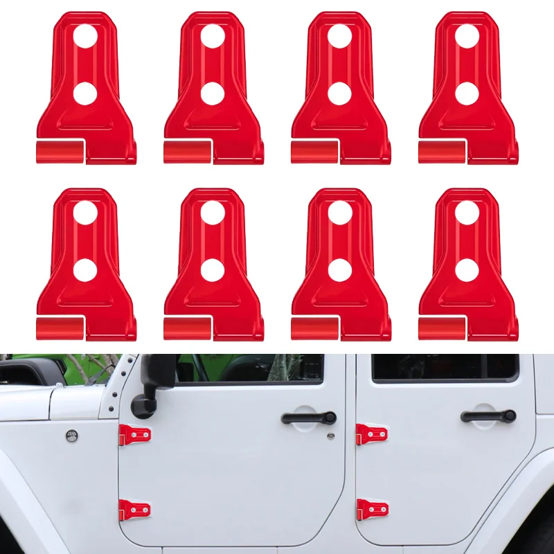 8pcs Car Door Hinge Cover Trim Red ABS Auto Exterior Parts For Jeep Wrangler JK Unlimited 4-Door & 2 Door