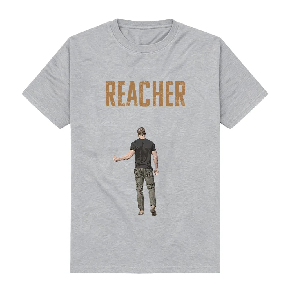 Men Women Clothing TV Series Reacher Tees Vintage Distressed Letter Print T-shirt Short Sleeve O‑Neck Casual Shirt Couple Tops