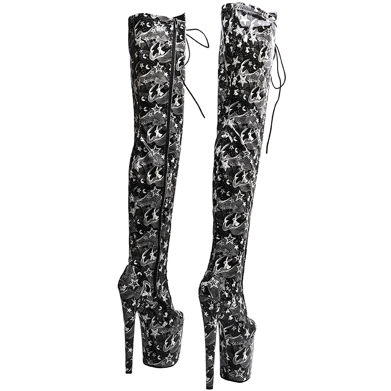 LAIJIANJINXIA New 20CM/8Inch PU Upper Women's Platform Party High Heels Modern Over The Knee Boots Pole Dance Shoes 762