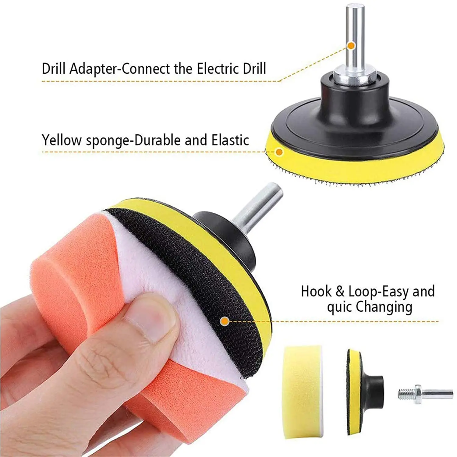 14 Pcs Set Drill Polishing Wheel Car Buffers and Polishers Foam Sponge Ball Buffing Pads for Automotive Car Wheels Hub Ceramic