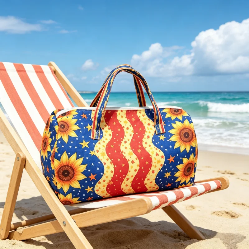 

Large Capacity Sunflower American Flag Tote, 2Pcs Travel Duffel Bag with Free Cosmetic Bag, Durable Weekender Overnight Bag