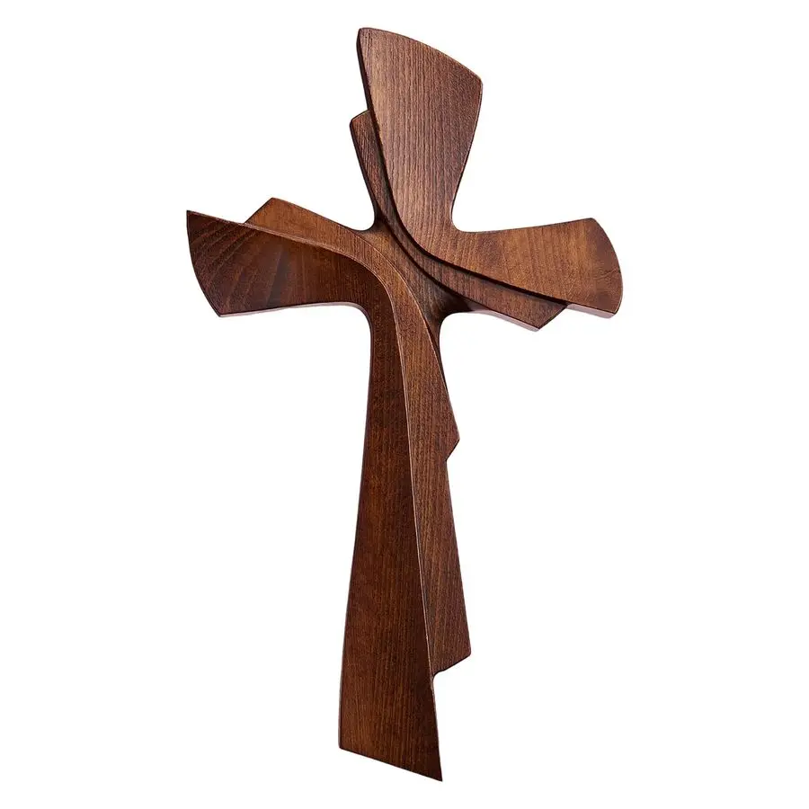 

Деревянный настенный декор в виде креста ручной работы, отделка в стиле рустик, коричневый, религиозный христианский декор для дома, декоративное настенное искусство, 10 дюймов
