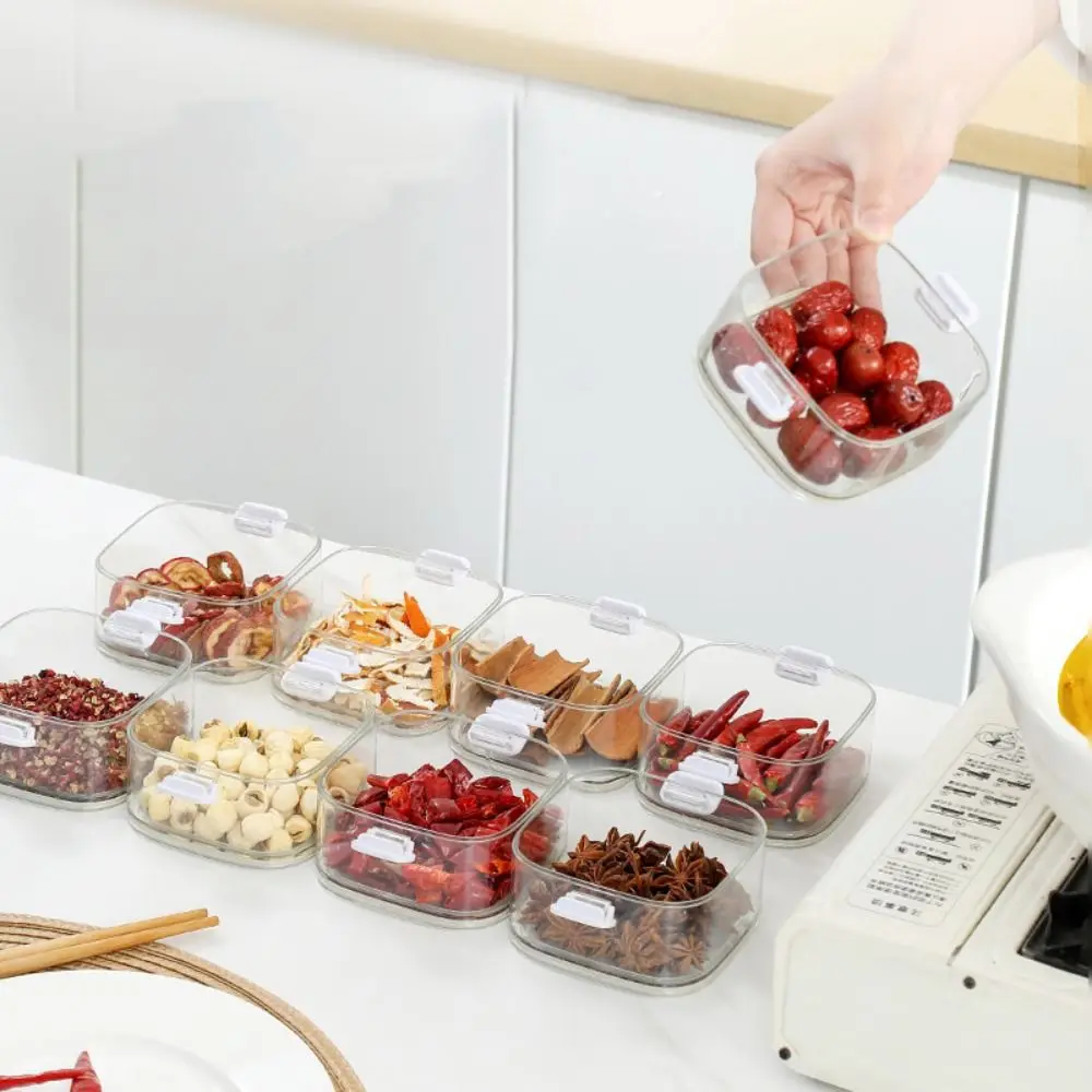 High Quality Clear Kitchen Seasoning Organizer Stackable Fresh-keeping Seasoning Box Space-saving Plastic Condiment Jars