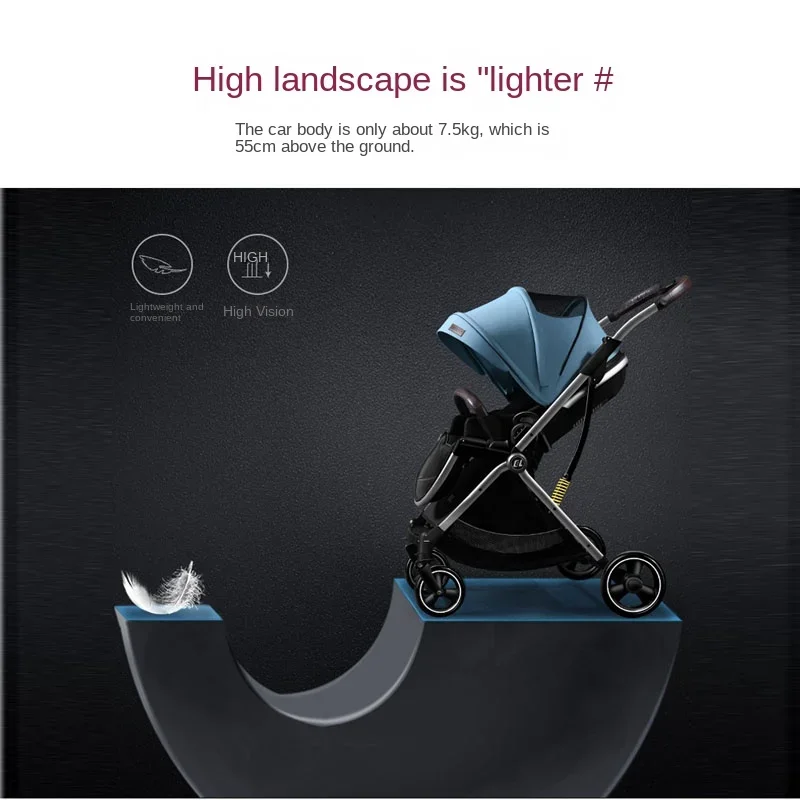 Newborn Stroller Four-wheeled Shock-absorbing High Landscape Lightweight Folding Baby Stroller Two-way Swivel Seat Baby Stroller