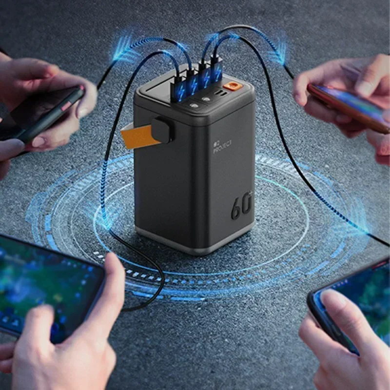 60000mah Power Bank High-capacity W/ Digital Display 5V 18WPD Fast Charge Energy Storage Power for Outdoor Mobile Power Camping