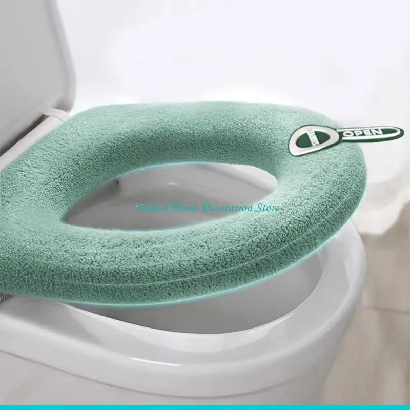 H7BF Winter Toilet Cover Convenient Handle Design Soft Fiber Quick Installation